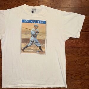 Vintage 1993 Lou Gehrig New York Yankees Memorial Baseball T-Shirt XL White
